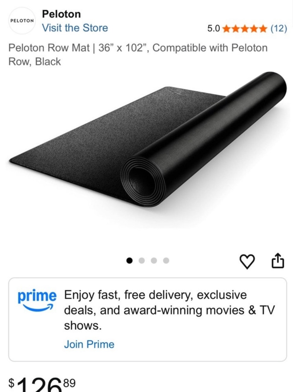 Peloton Black Row Mat – Protective Exercise Mat
